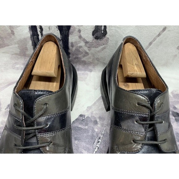 Marco Vicci Premium Derby Dress Shoes Mens 11 M TITAN Gray Black Check Pattern main image 13